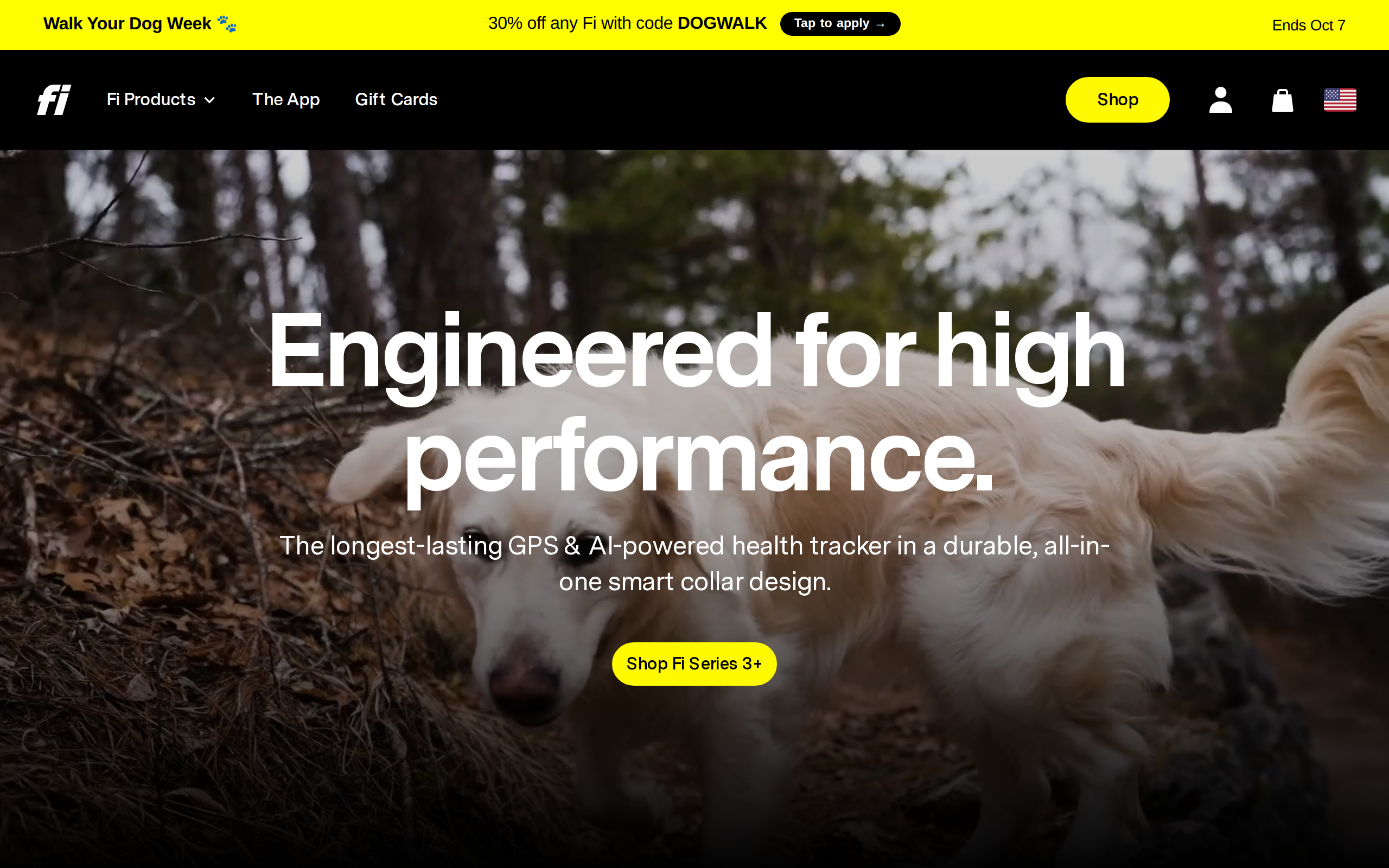Fi collar page with the headline Engineered for high performance