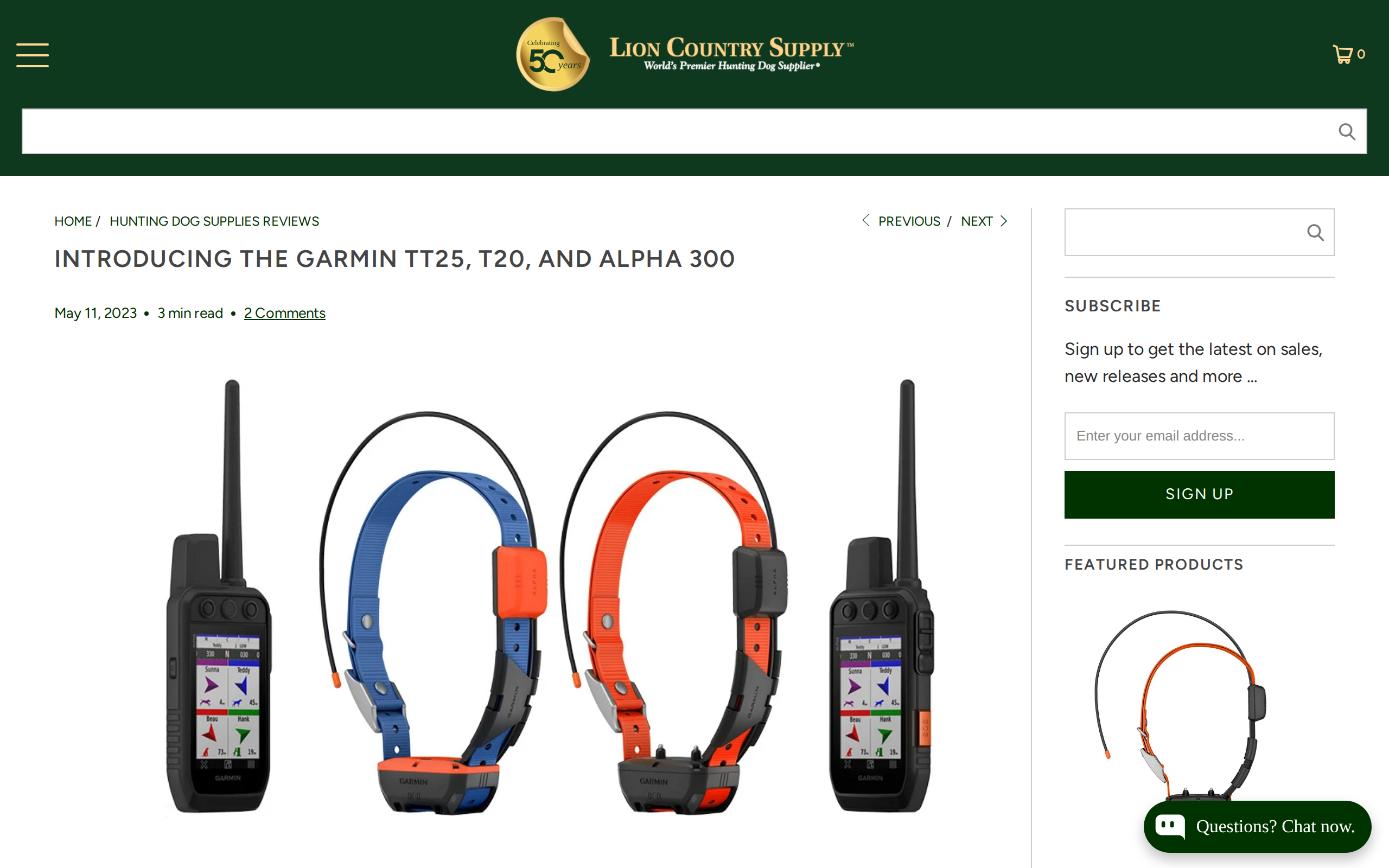 Lion Country Supply's first look at the Garmin TT 25, T 20 and Alpha 300