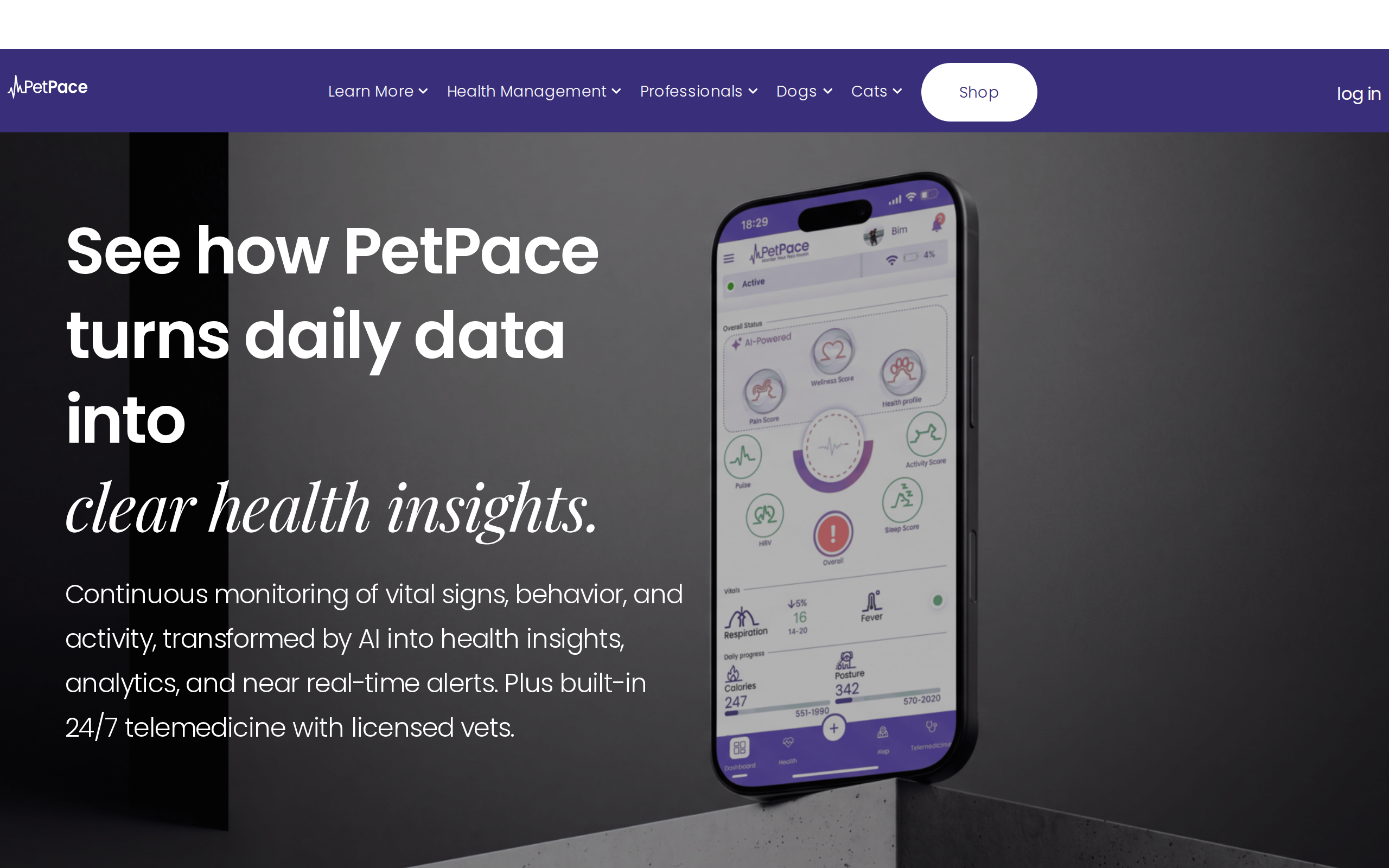 PetPace how it works page headed See how PetPace turns daily data into clear health insights