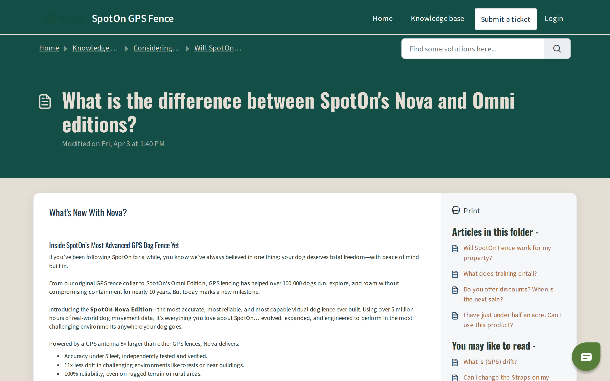 SpotOn's support article comparing the Nova and Omni editions